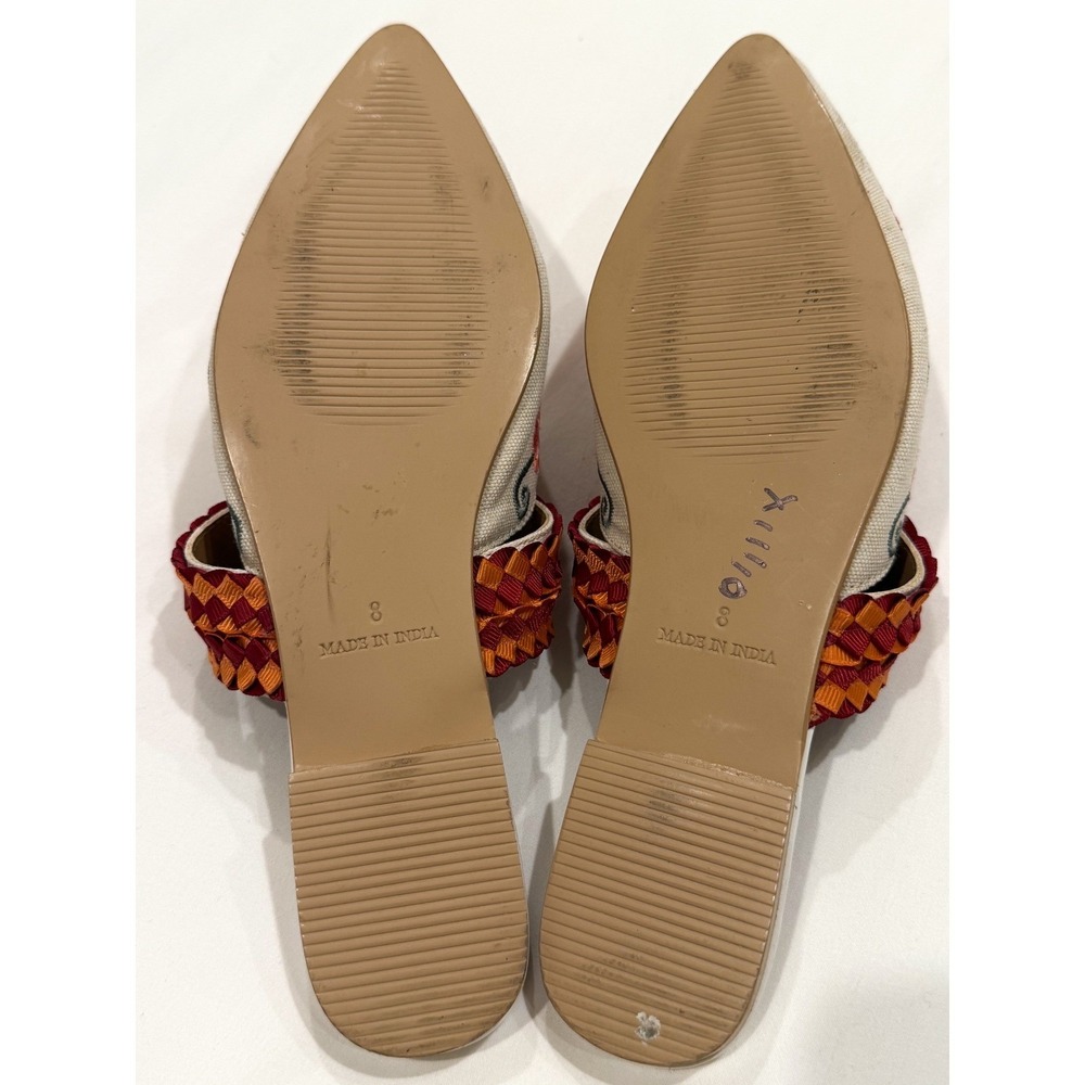 Haute Hippie Floral Embroidered Pointed Toe Mules Slides Women's 8 Boho Cottage - Picture 7 of 8